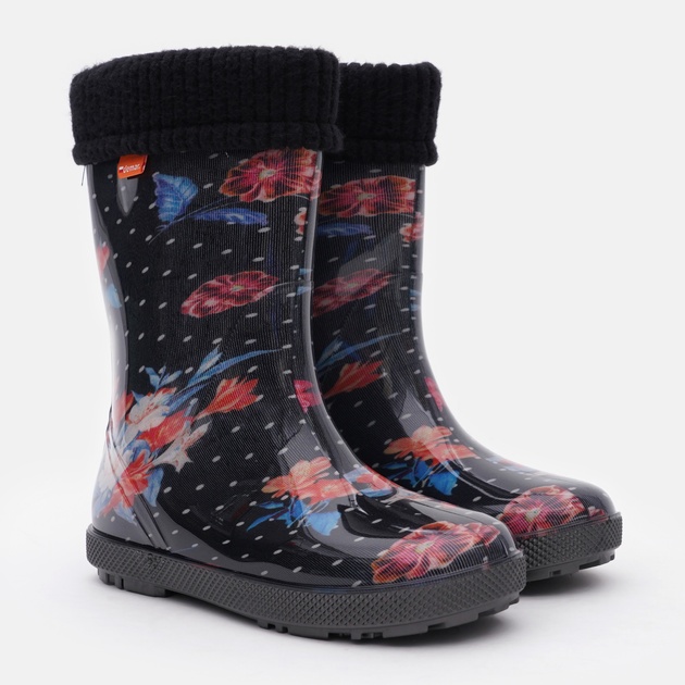 Dětské zateplené holínky DEMAR HAWAI LUX PRINT 0048 AM květy